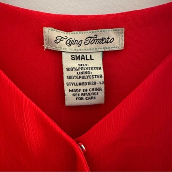 NWT Flying Tomato | Red Chiffon Tiered Ruffled Maxi Dress Size Small - Picture 11 of 11